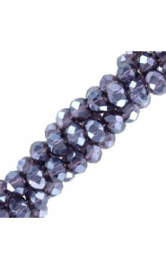 Faceted glass beads 3x2mm disc - Interstellar blue-pearl shine coating